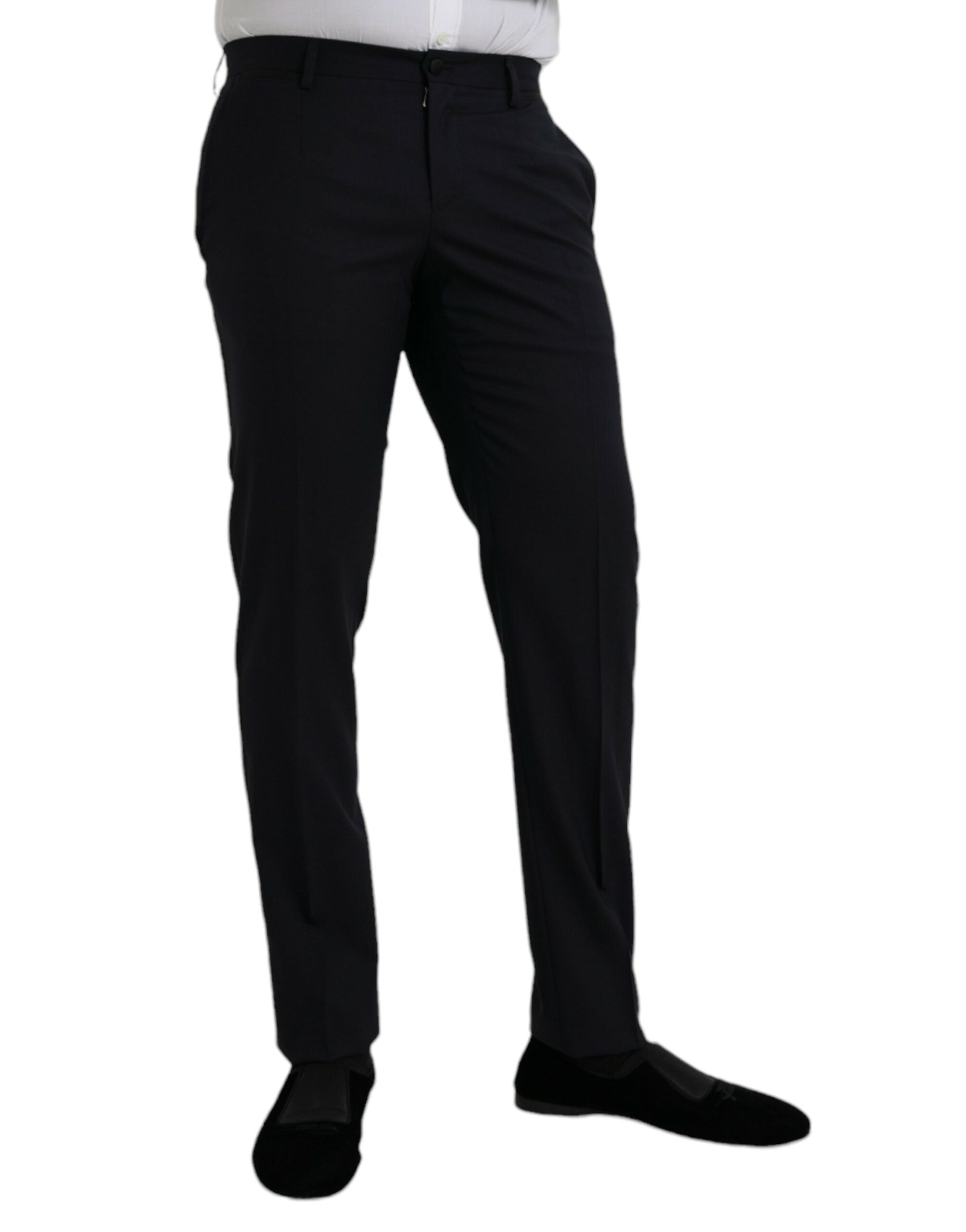 Dark Blue Wool Slim Fit Formal Trousers