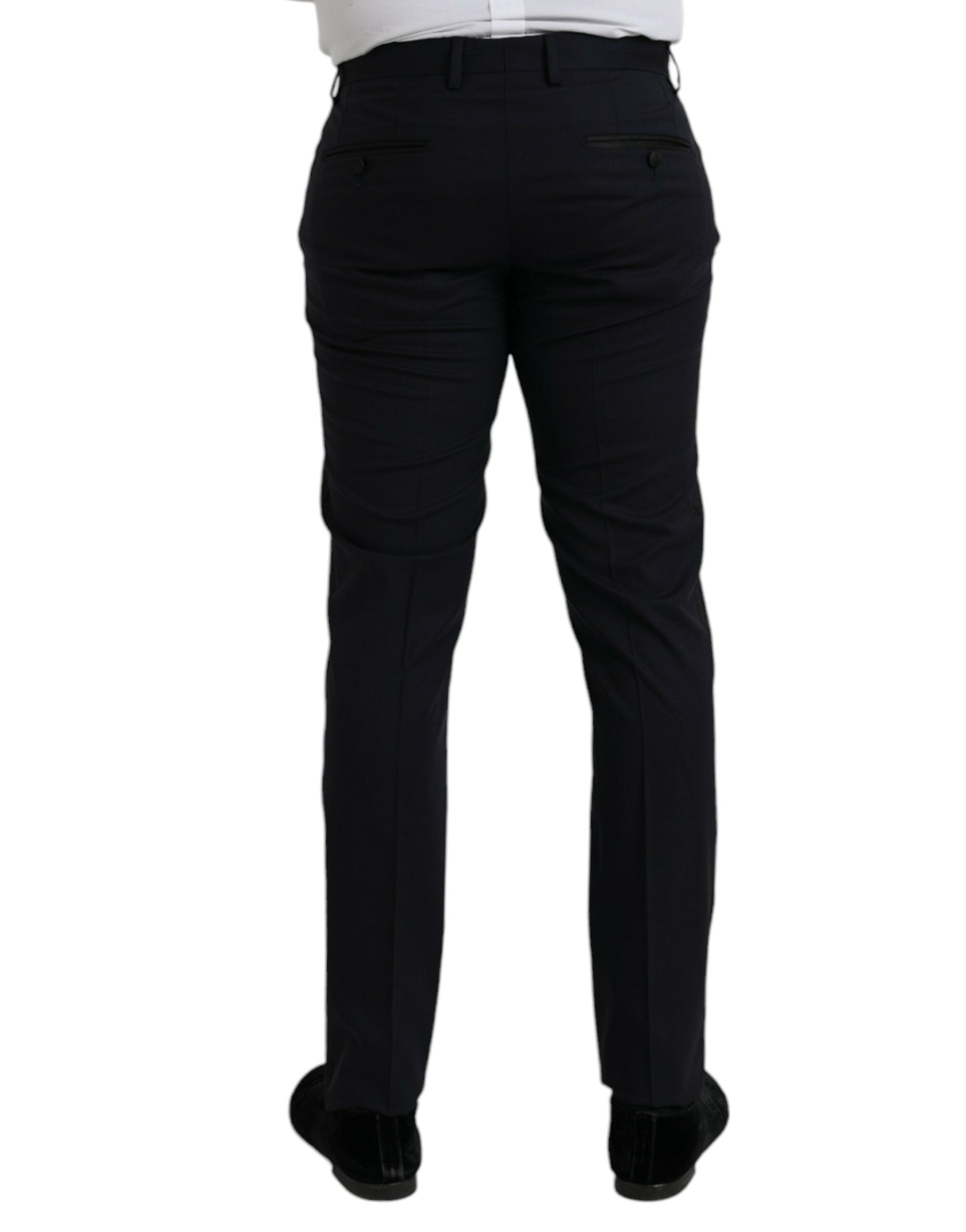 Dark Blue Wool Slim Fit Formal Trousers
