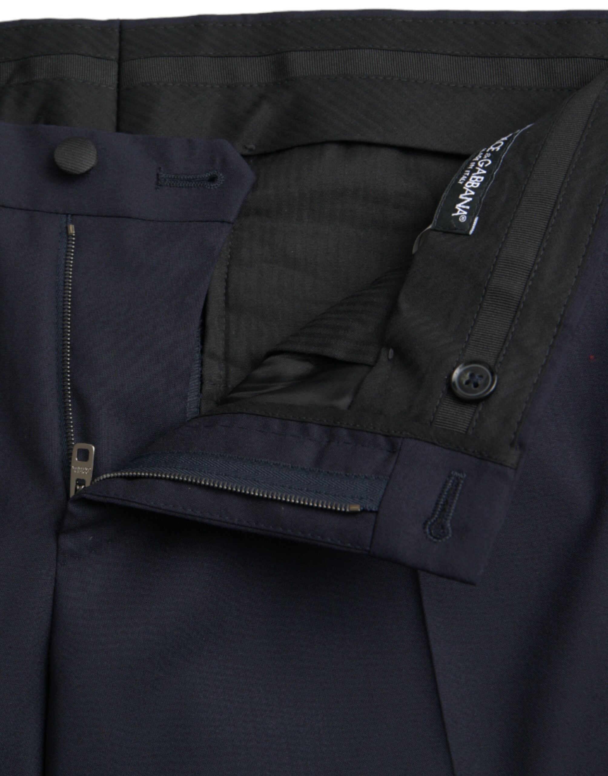 Dark Blue Wool Slim Fit Formal Trousers