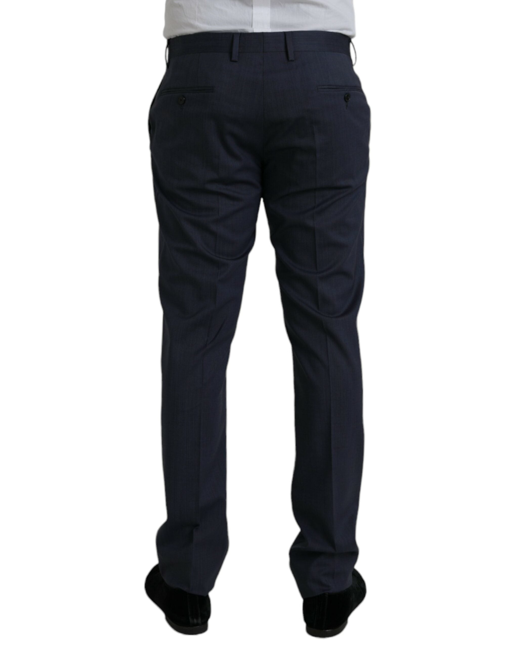 Blue Wool Slim Fit Dress Formal Trousers