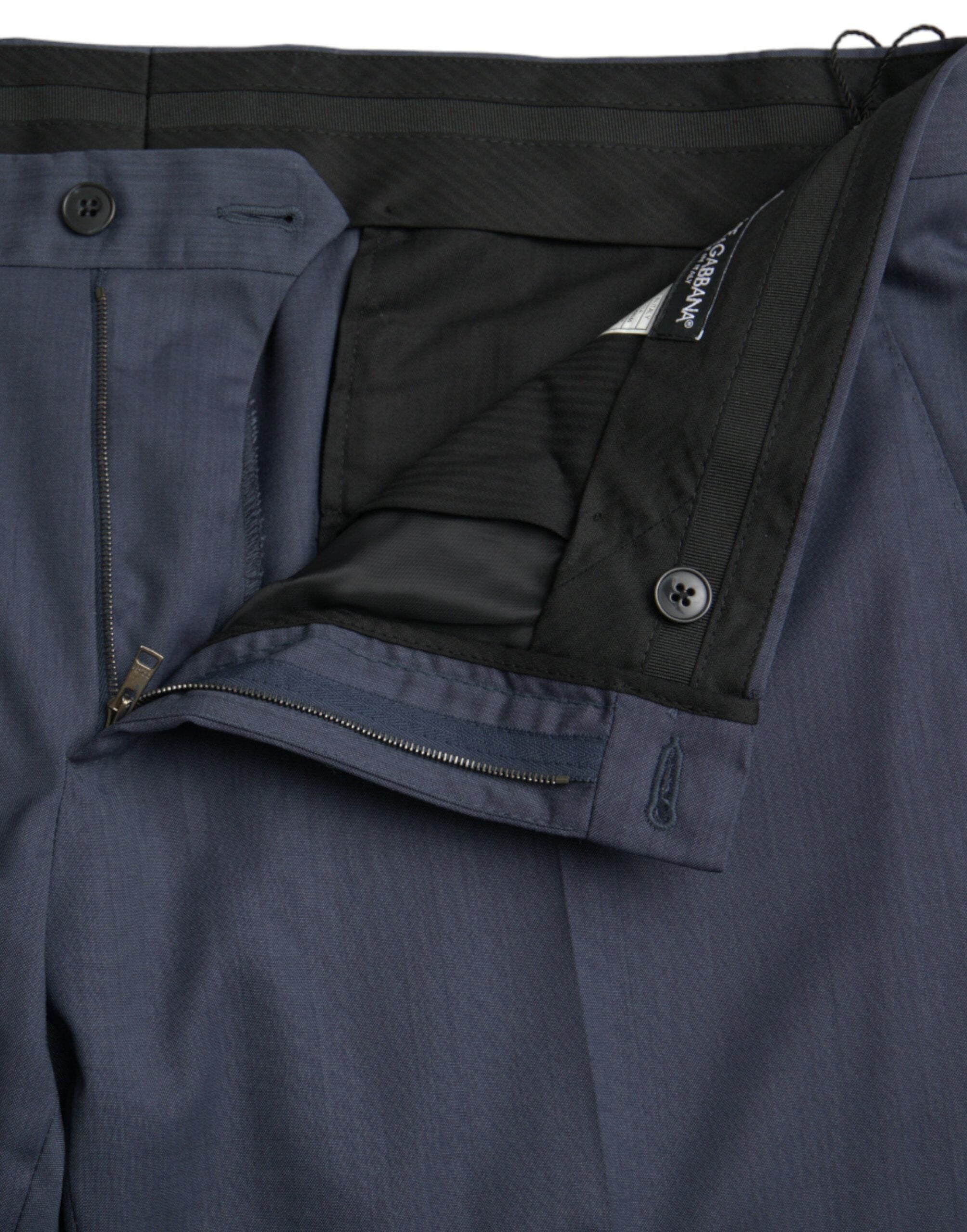 Blue Wool Slim Fit Dress Formal Trousers