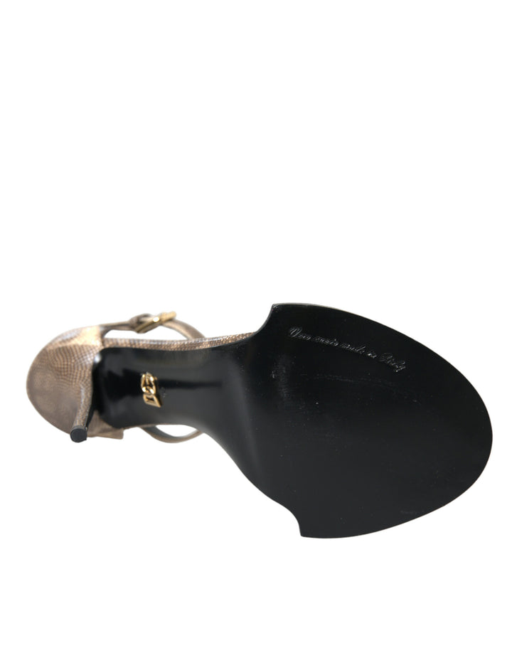 Braune Exotische Leder Kristall Sandalen Schuhe