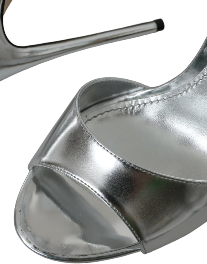 Silber KEIRA Leder Heels Sandalen Schuhe
