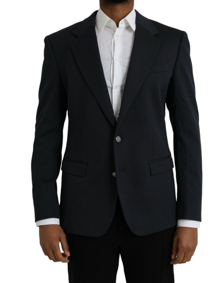 Dunkelblauer einreihiger Baumwollmantel Blazer