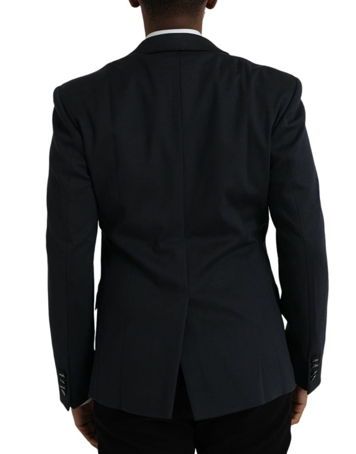 Dunkelblauer einreihiger Baumwollmantel Blazer