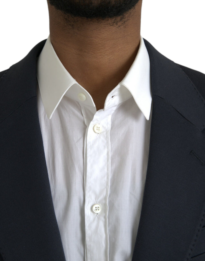 Dunkelblauer einreihiger Baumwollmantel Blazer