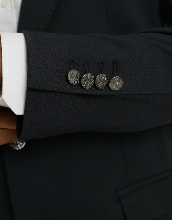 Dunkelblauer einreihiger Baumwollmantel Blazer