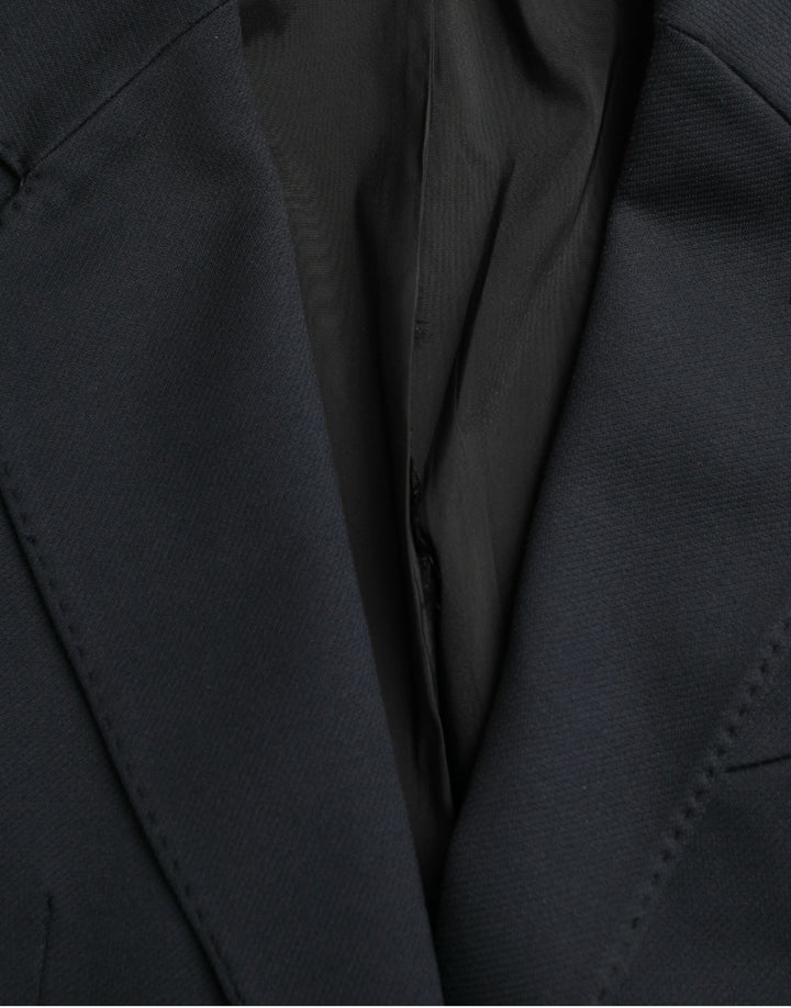 Dunkelblauer einreihiger Baumwollmantel Blazer