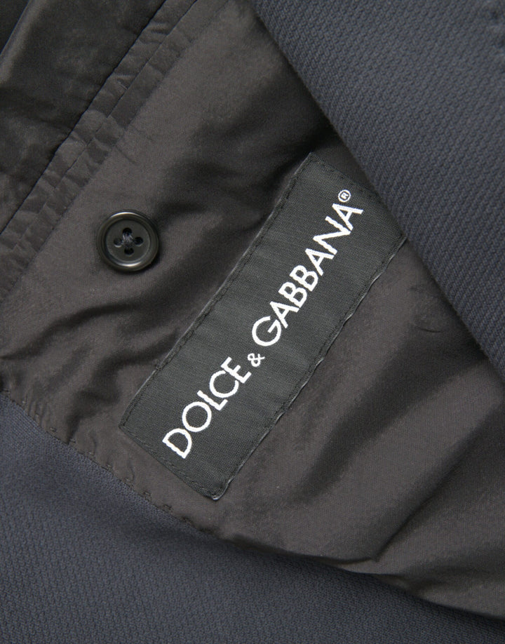 Dunkelblauer einreihiger Baumwollmantel Blazer