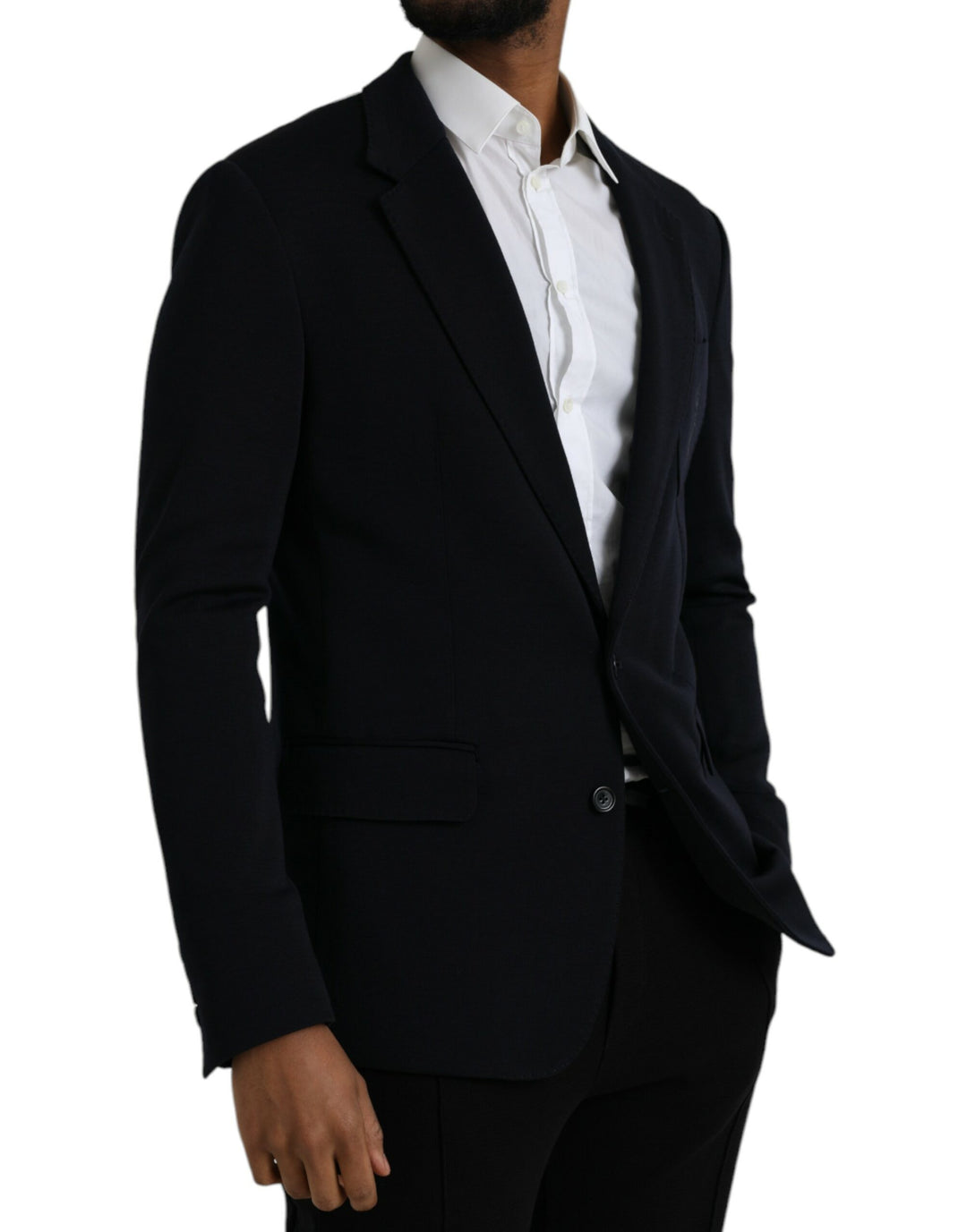 Black single-breasted wool coat blazer