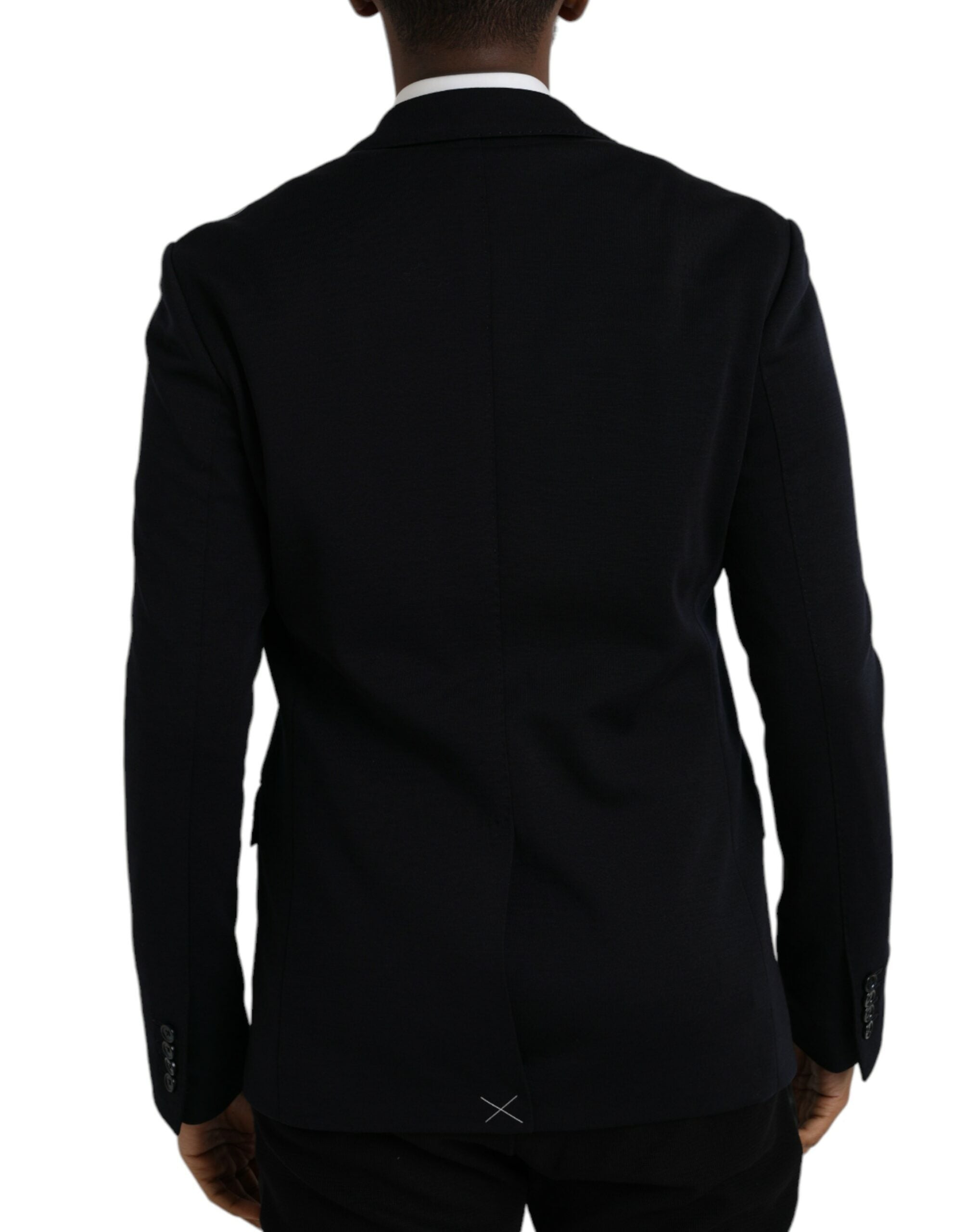 Black single-breasted wool coat blazer
