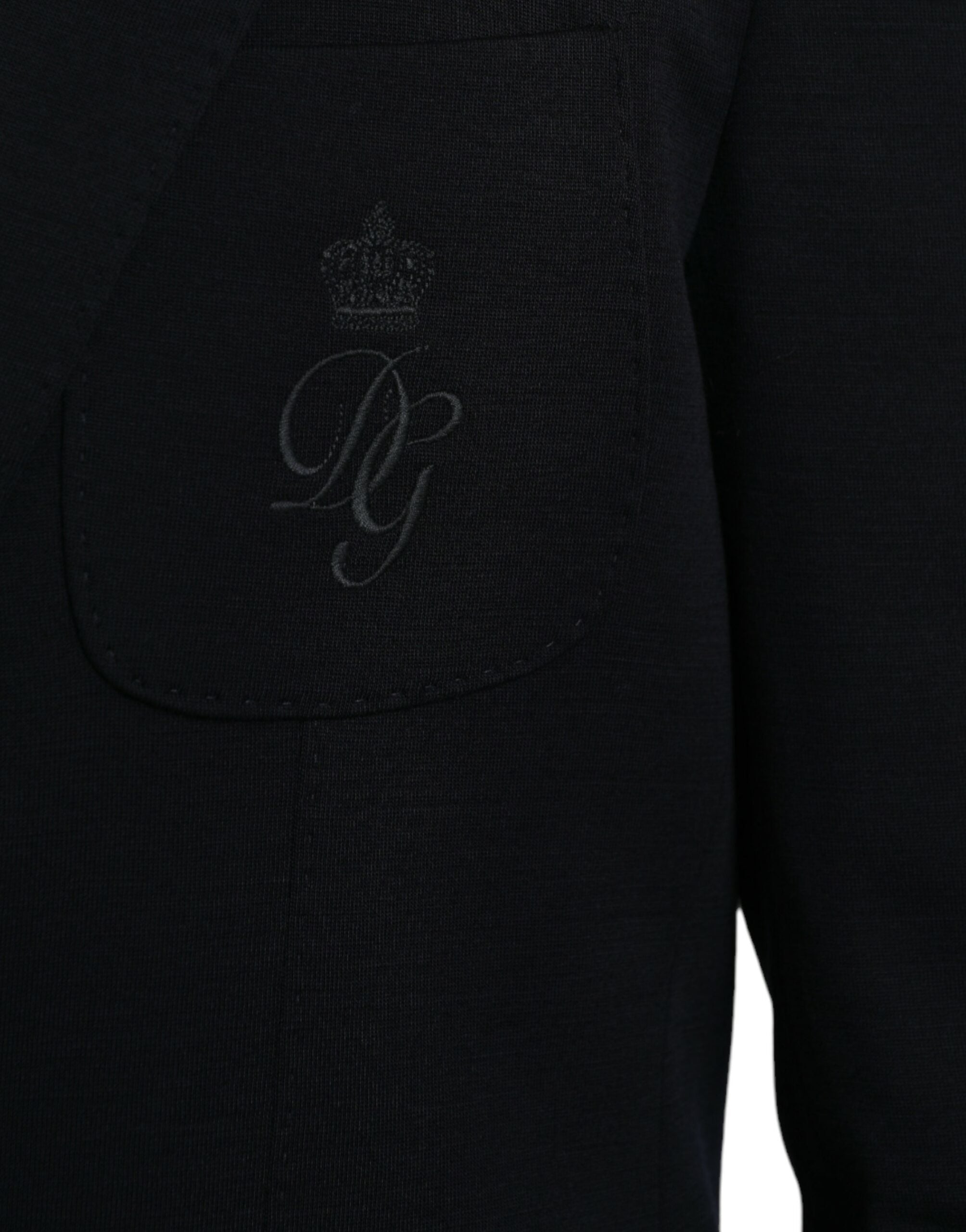 Black single-breasted wool coat blazer
