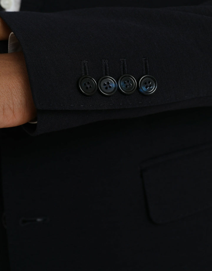 Black single-breasted wool coat blazer