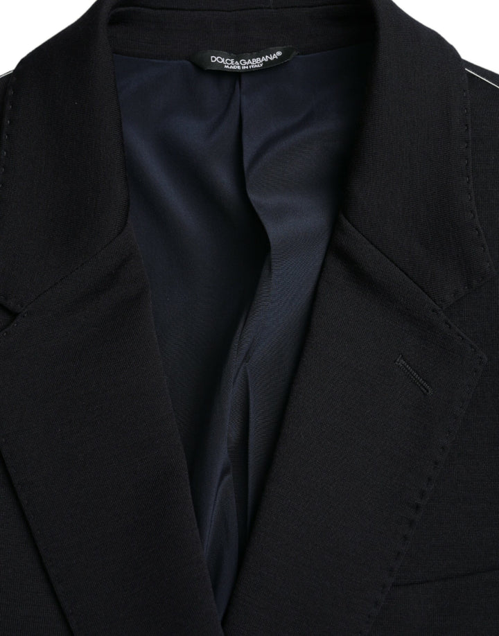 Black single-breasted wool coat blazer