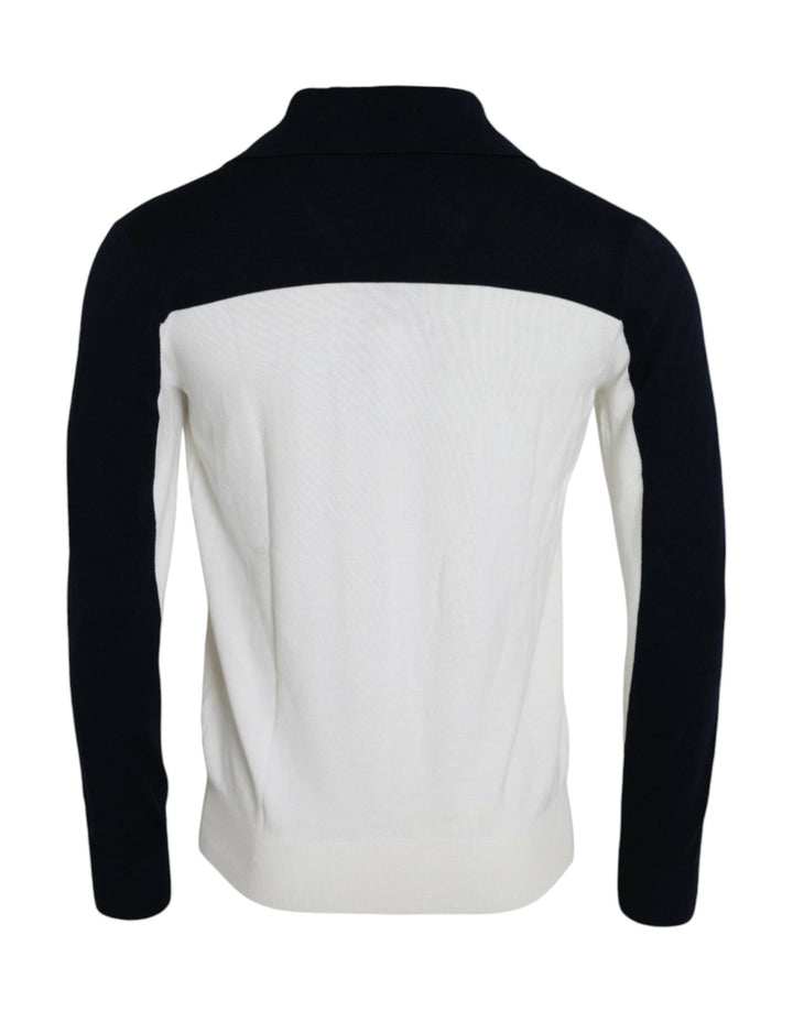 Dolce & Gabbana Weiß Schwarz SICILIA Henley-Shirt Pullover Pullover