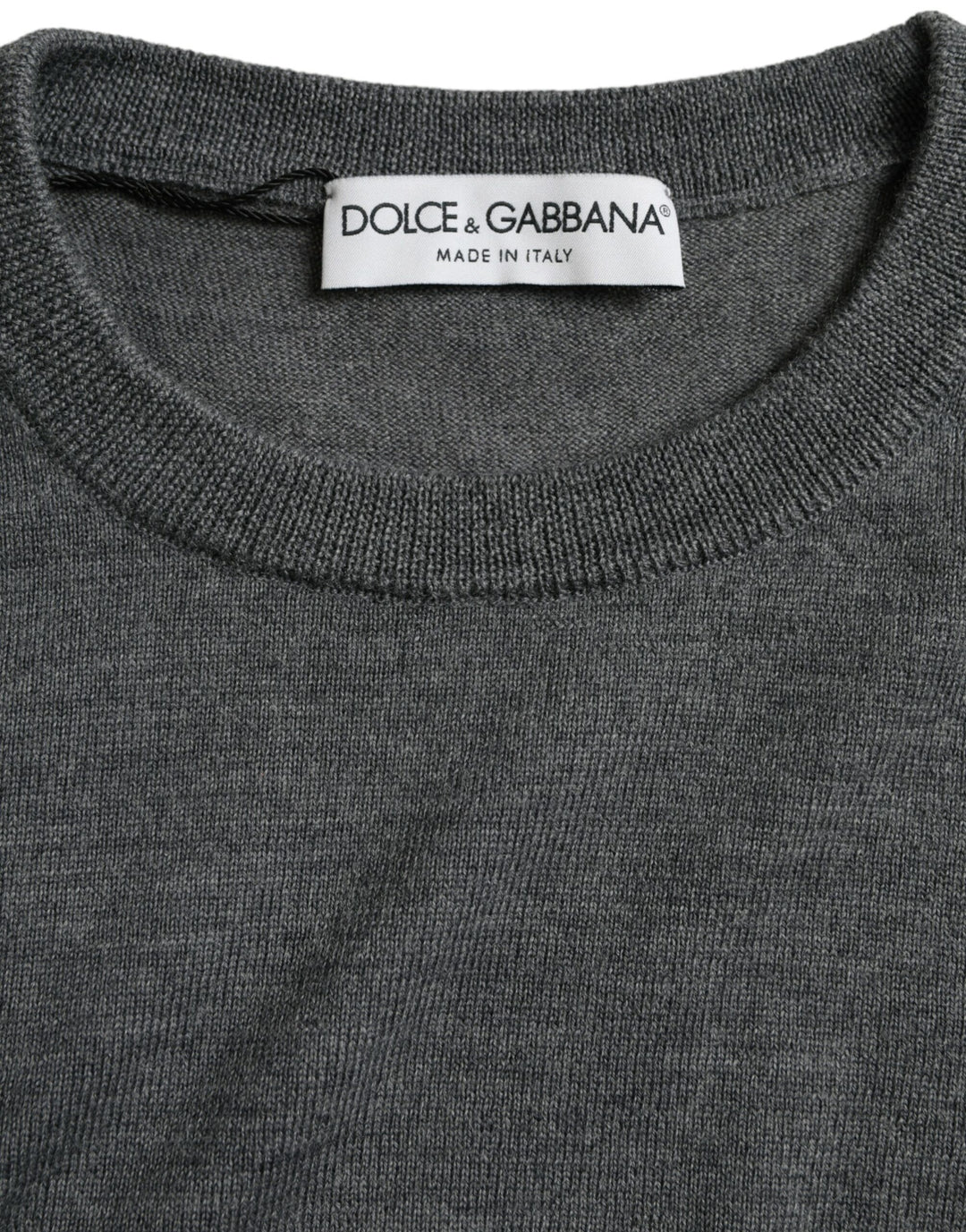 Dolce & Gabbana Dunkelgrauer Pullover mit Rundhalsausschnitt aus Wolle