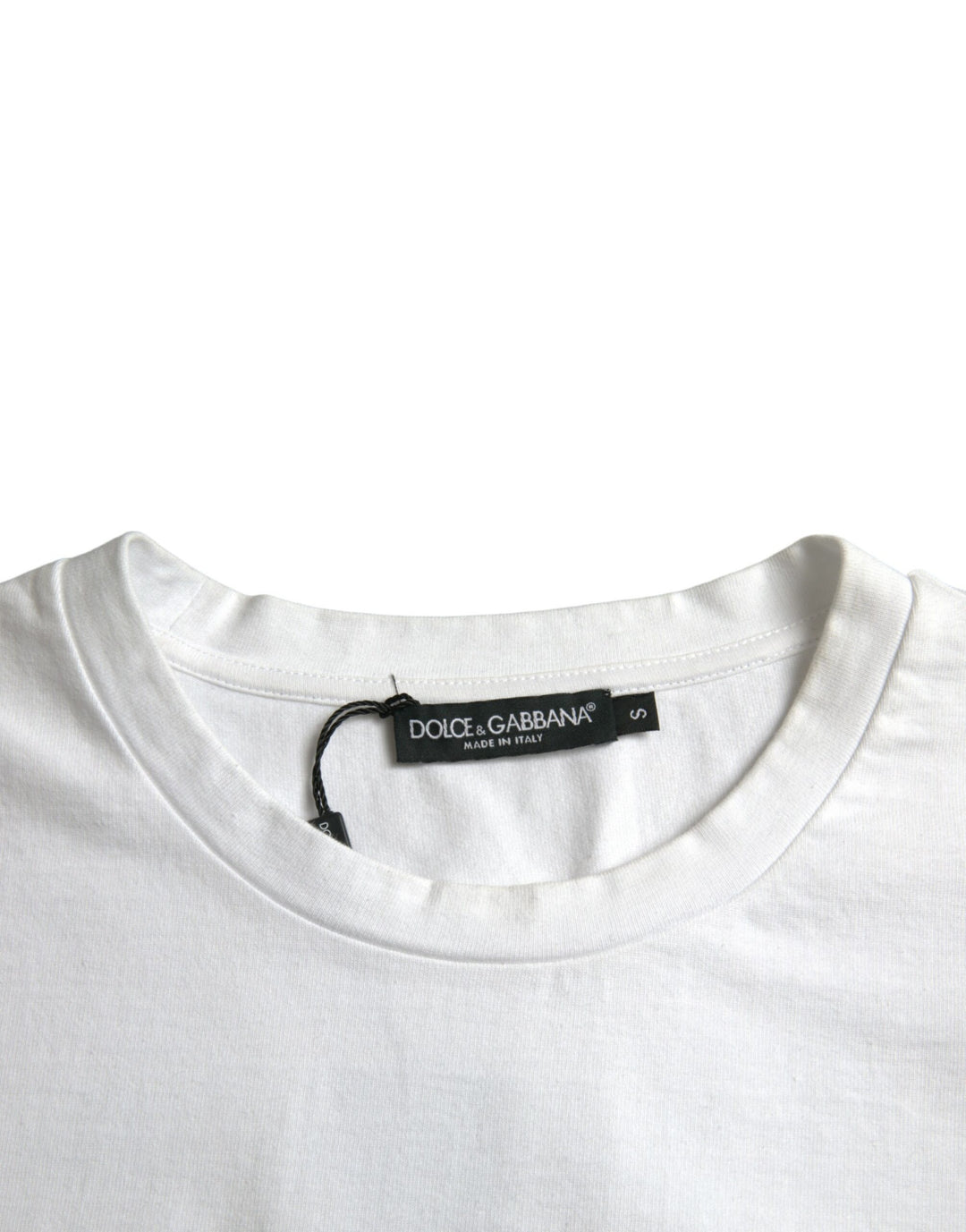 Weißes Amor Heart Baumwoll-Crewneck-T-Shirt mit kurzen Ärmeln
