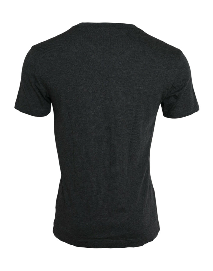 Graues Kurzarm-T-Shirt mit Logo-Druck und Rundhalsausschnitt