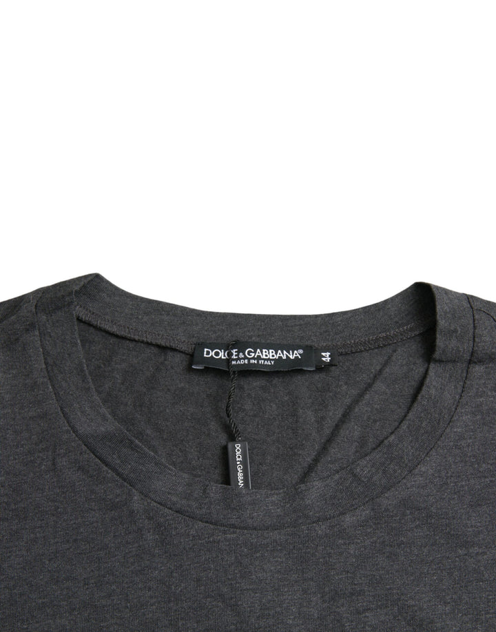 Graues Kurzarm-T-Shirt mit Logo-Druck und Rundhalsausschnitt
