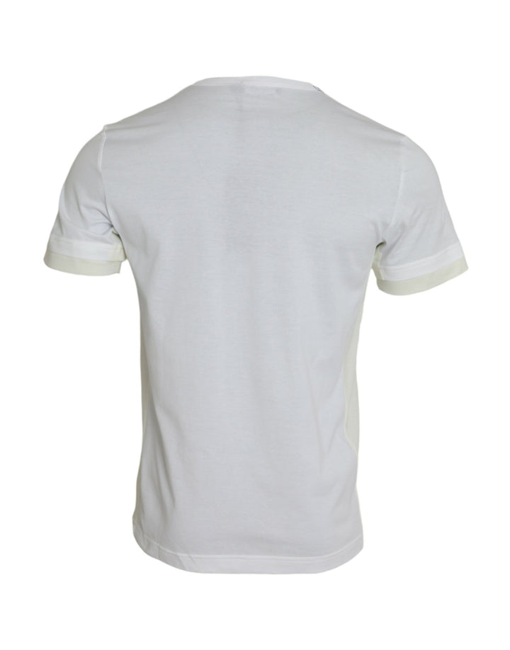 Weißes Baumwolltaschen-T-Shirt mit kurzen Ärmeln