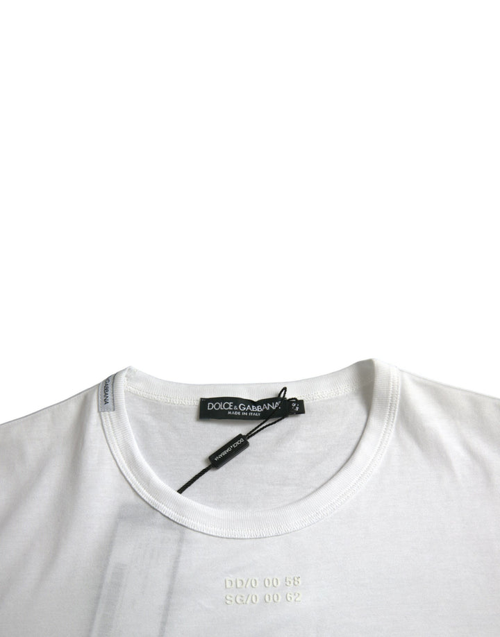Weißes Baumwolltaschen-T-Shirt mit kurzen Ärmeln