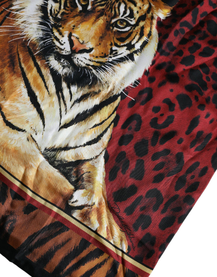 Dolce & Gabbana Multicolor Tiger Print Baumwoll-T-Shirt mit kurzen Ärmeln