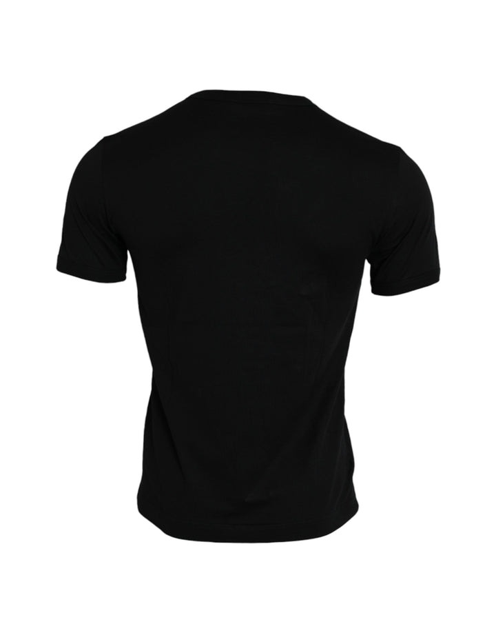 Schwarzes #DGFamily Baumwoll-T-Shirt mit Rundhalsausschnitt