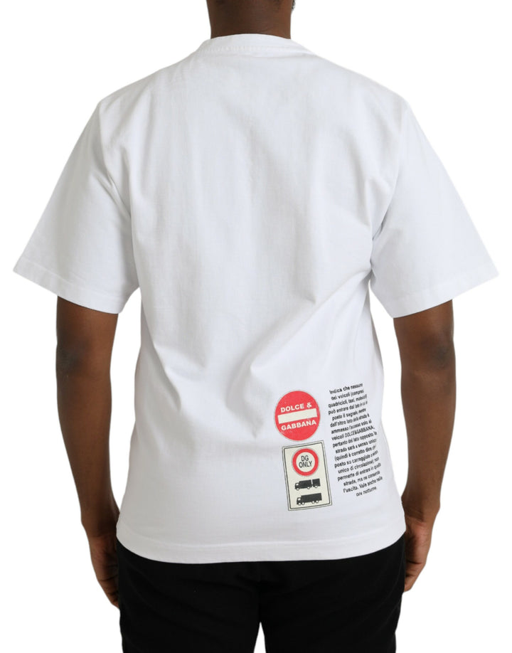 Weißes Amor Heart Baumwoll-Crewneck-T-Shirt mit kurzen Ärmeln