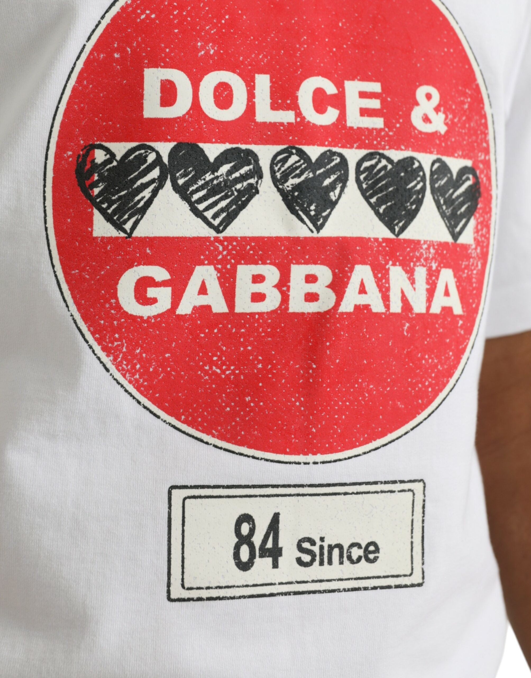 White Amor Heart cotton crewneck short sleeve t-shirt