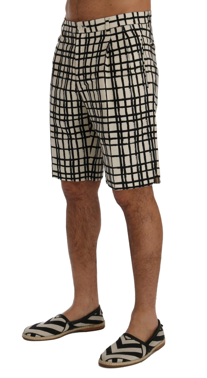 Elegante gestreifte Baumwoll-Leinen-Shorts