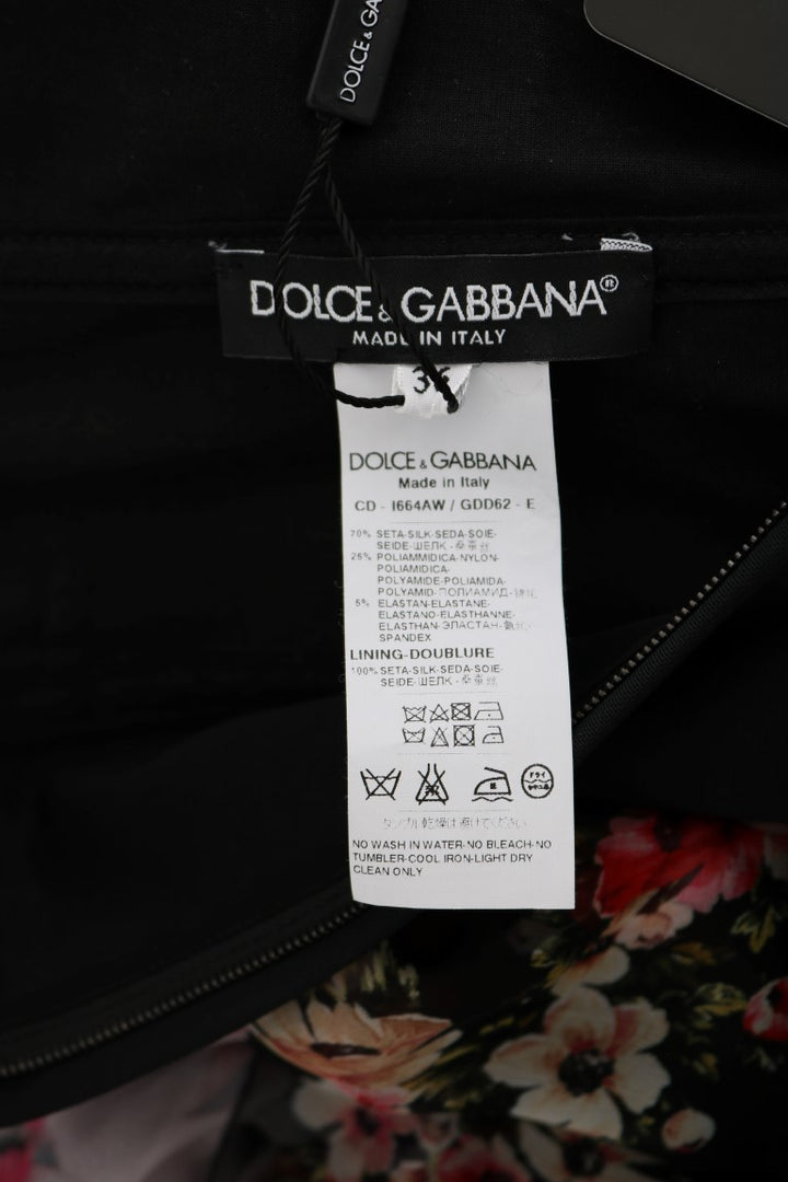 Dolce & Gabbana Elegantes florales Etuikleid aus mehrfarbiger Seidenmischung