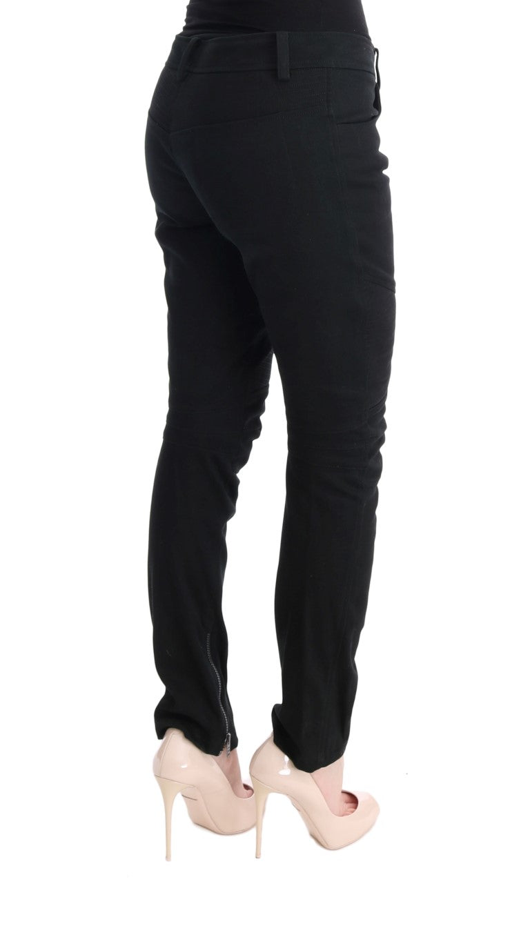 Schwarze Slim Fit Freizeithose aus Baumwolle