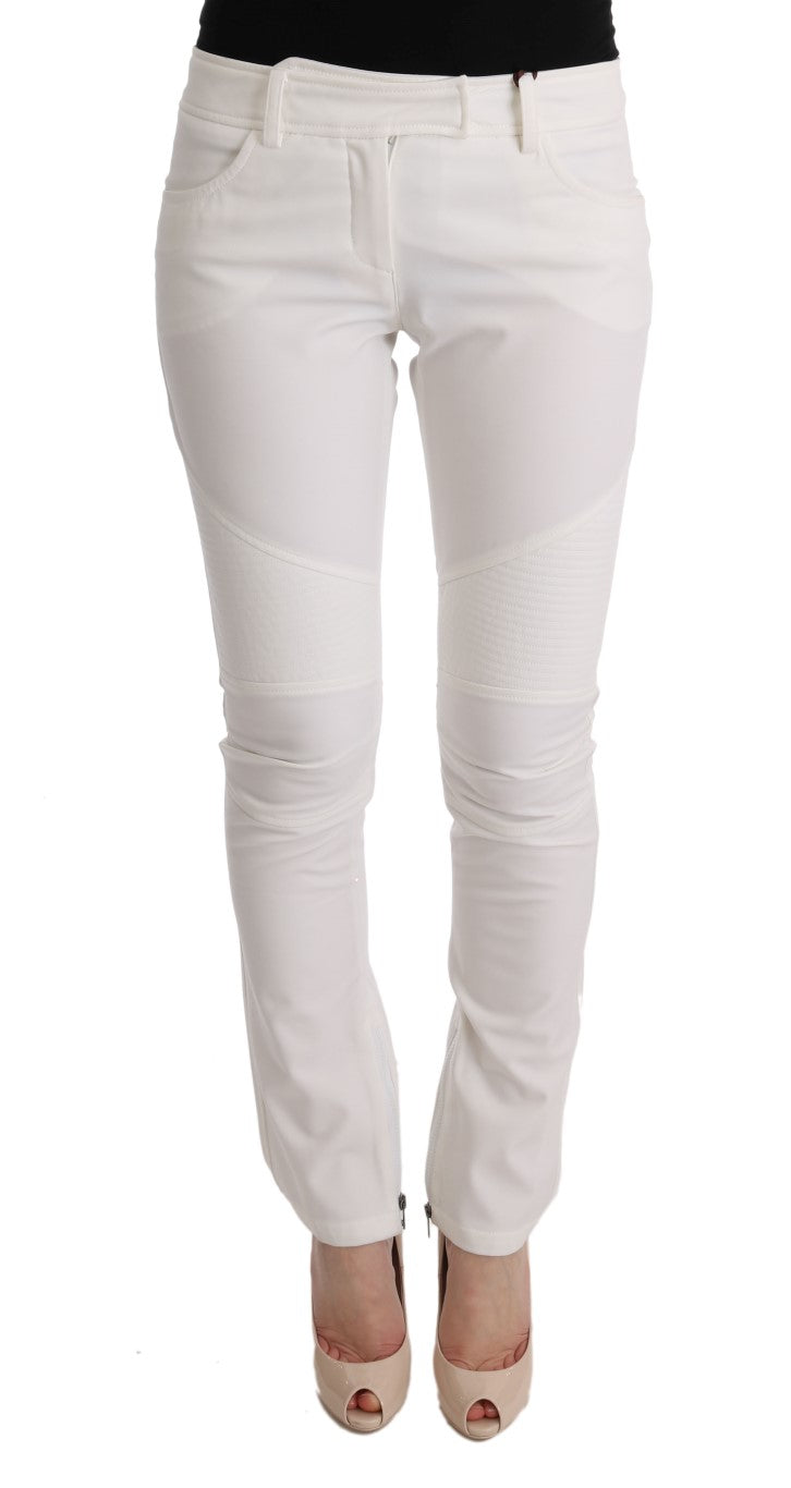 Weiße Baumwolle Slim Fit Freizeithosen