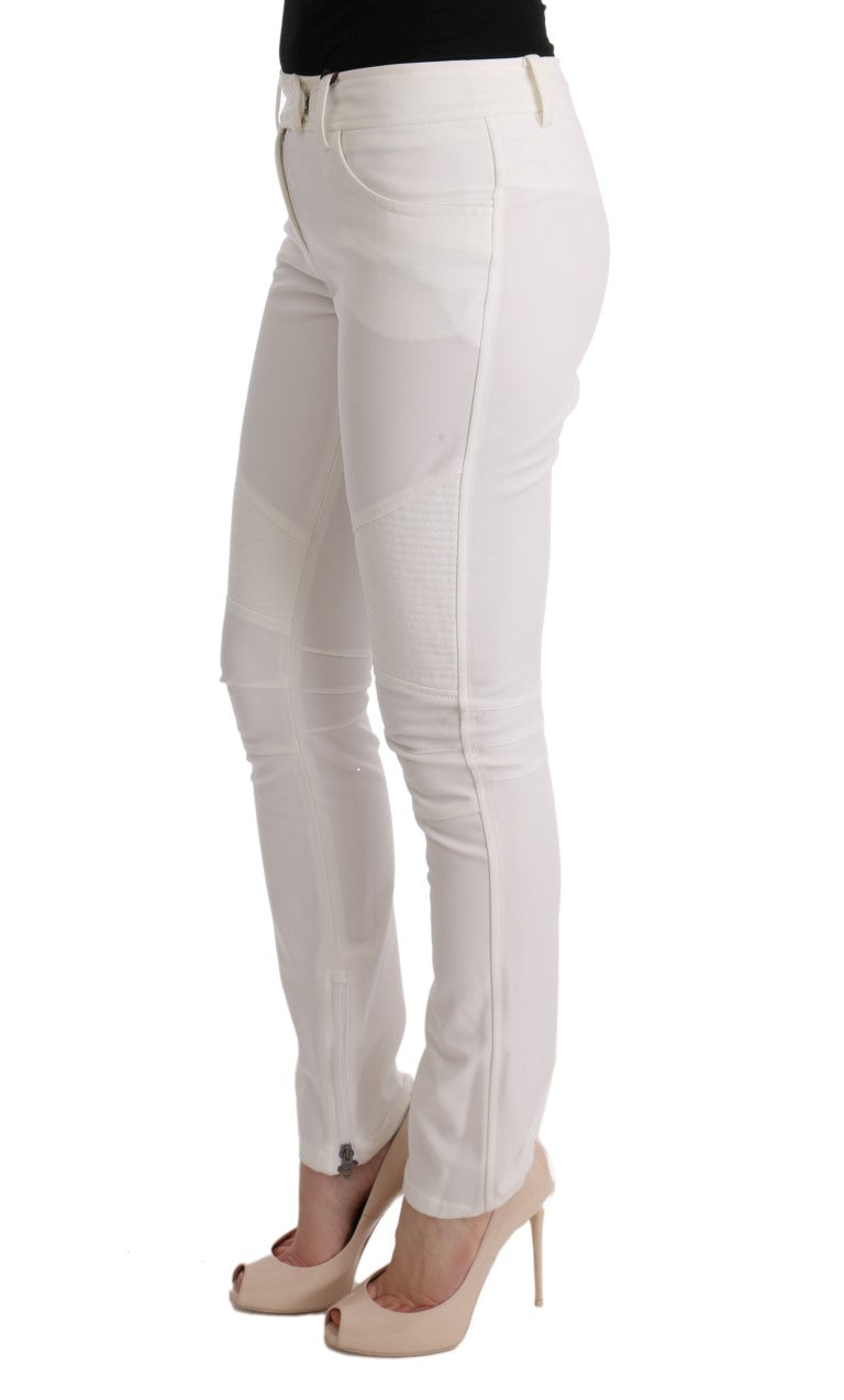 Weiße Baumwolle Slim Fit Freizeithosen