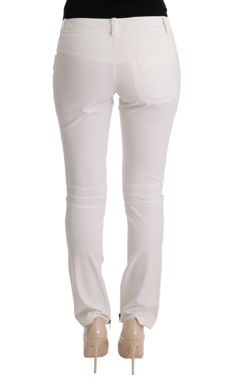 Weiße Baumwolle Slim Fit Freizeithosen