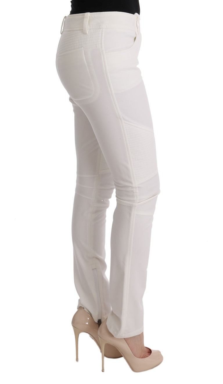 Weiße Baumwolle Slim Fit Freizeithosen