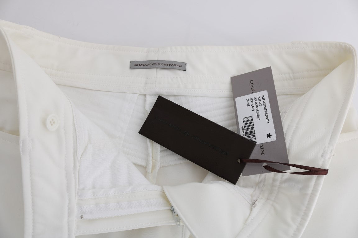 Weiße Baumwolle Slim Fit Freizeithosen