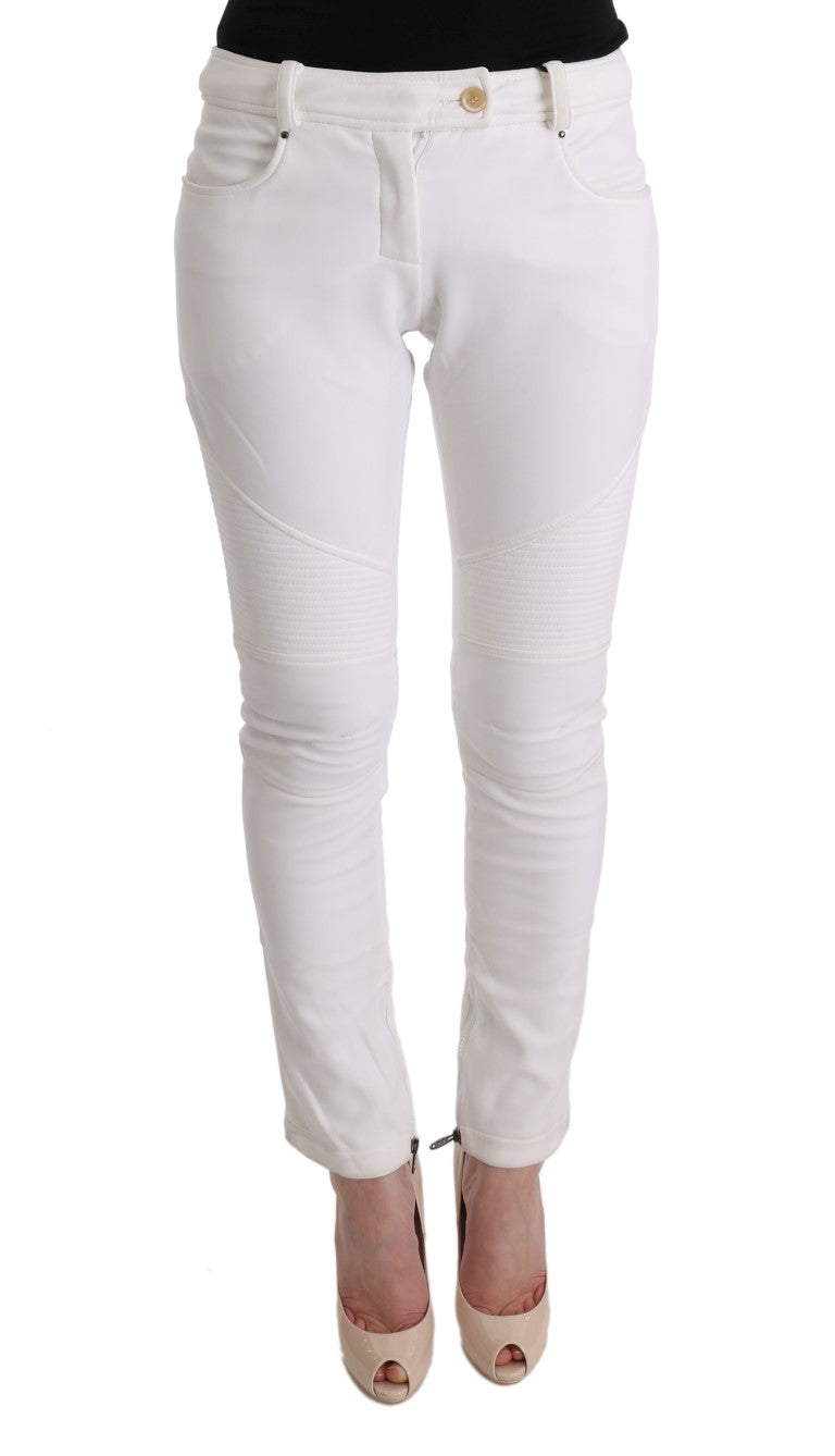 Weiße Baumwolle Slim Fit Freizeithosen