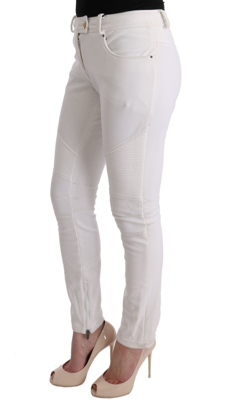 Weiße Baumwolle Slim Fit Freizeithosen