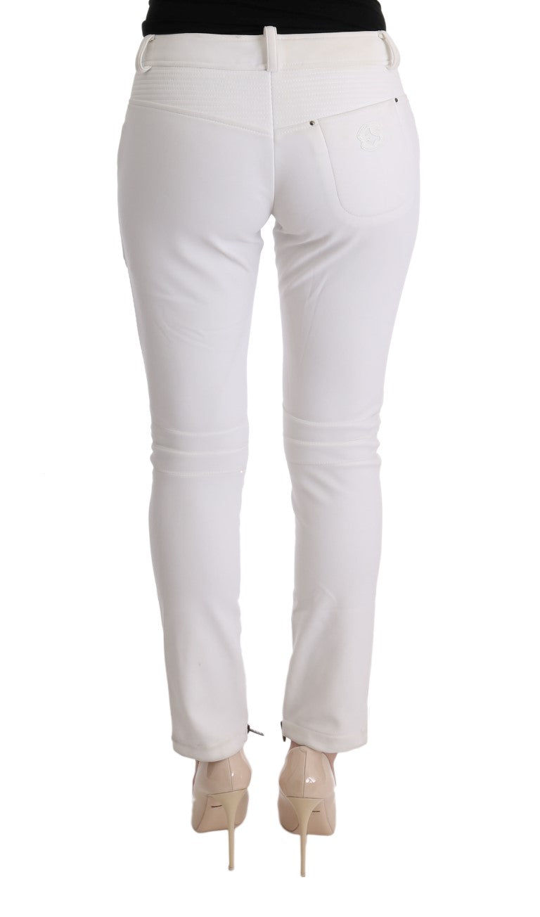 Weiße Baumwolle Slim Fit Freizeithosen