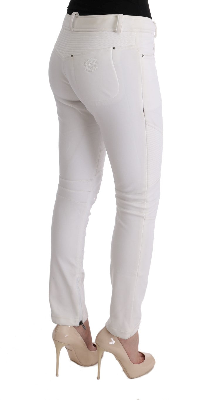 Weiße Baumwolle Slim Fit Freizeithosen