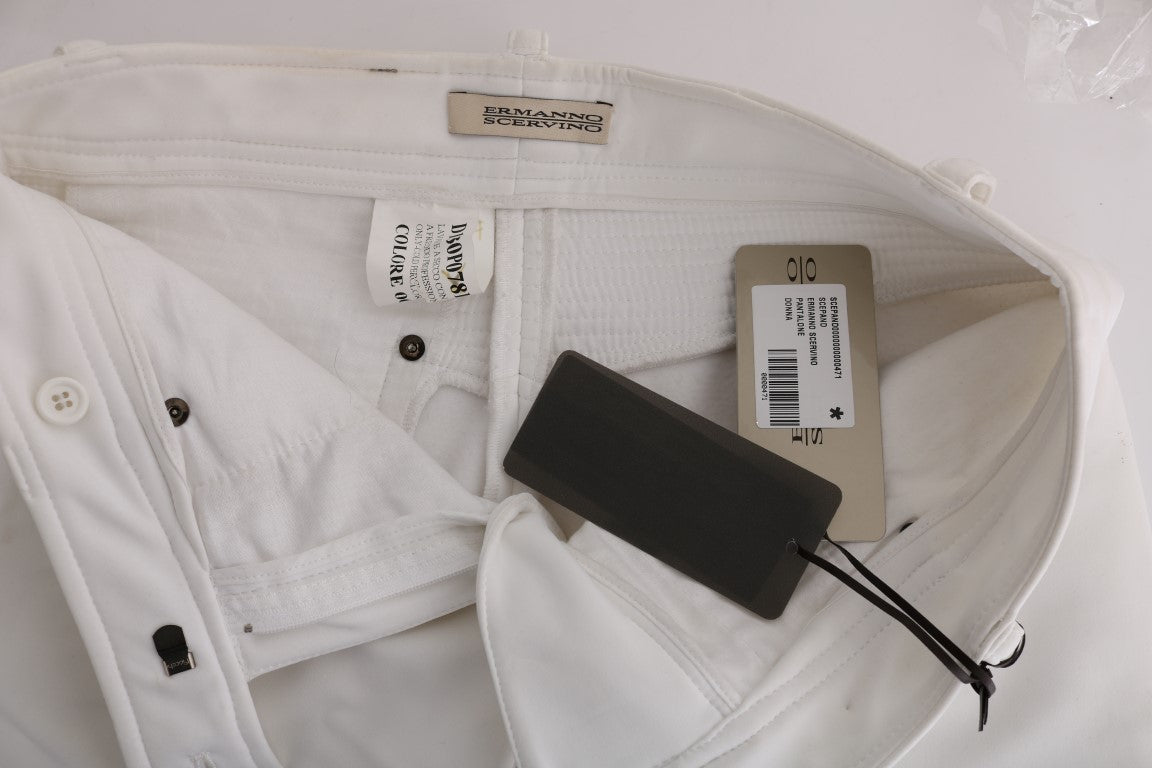 Weiße Baumwolle Slim Fit Freizeithosen