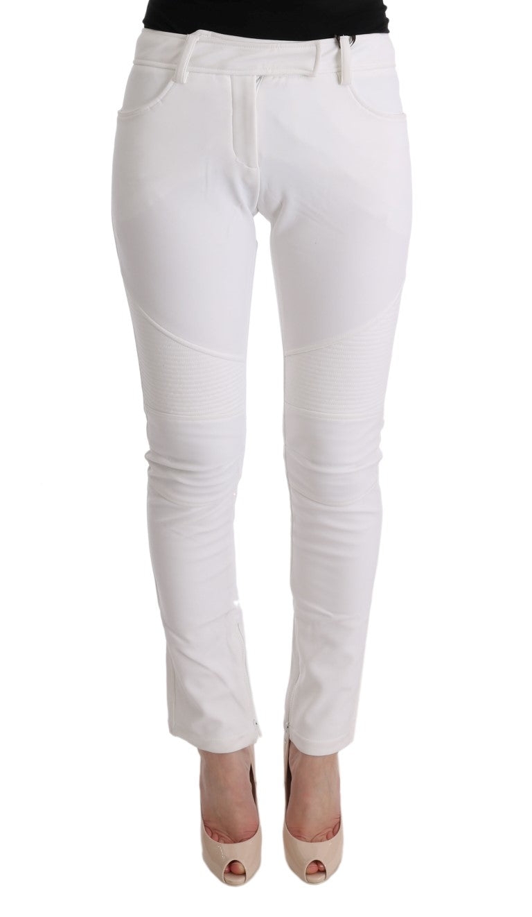Weiße Baumwolle Slim Fit Freizeithosen