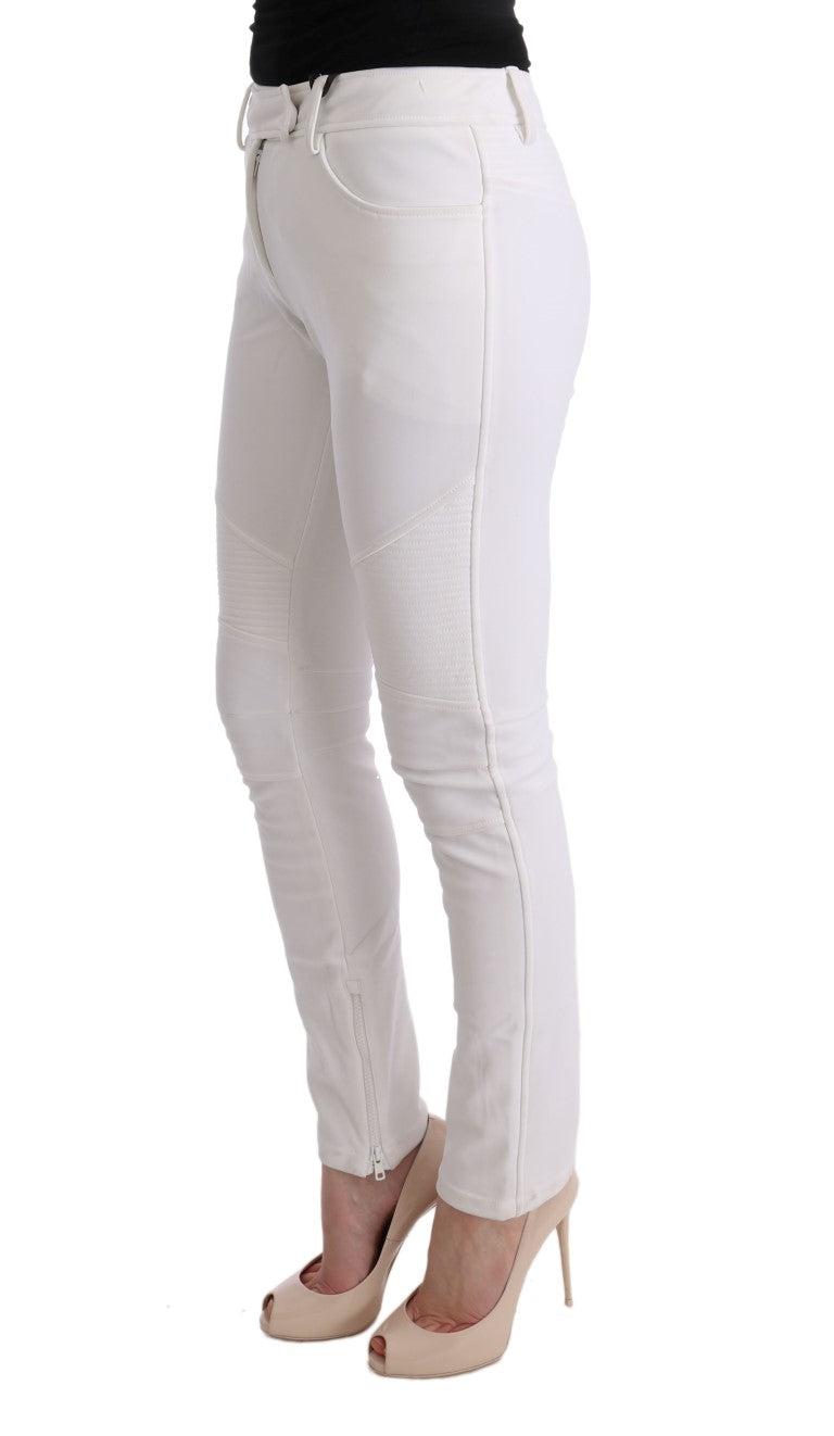 Weiße Baumwolle Slim Fit Freizeithosen