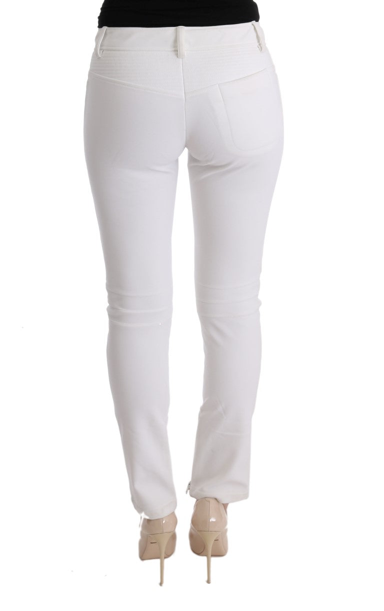 Weiße Baumwolle Slim Fit Freizeithosen