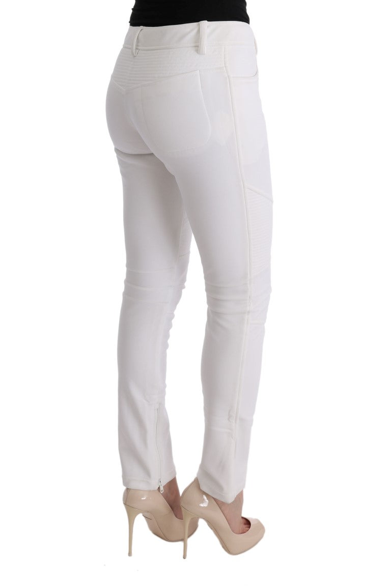 Weiße Baumwolle Slim Fit Freizeithosen