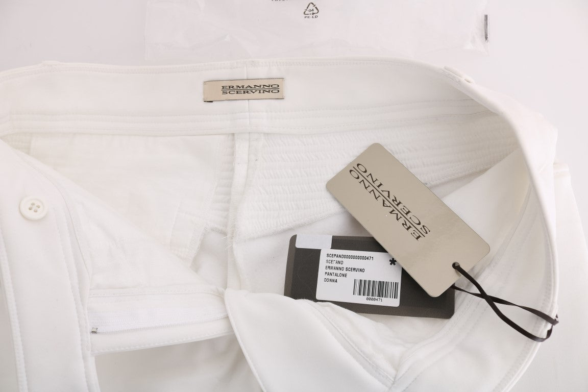 Weiße Baumwolle Slim Fit Freizeithosen