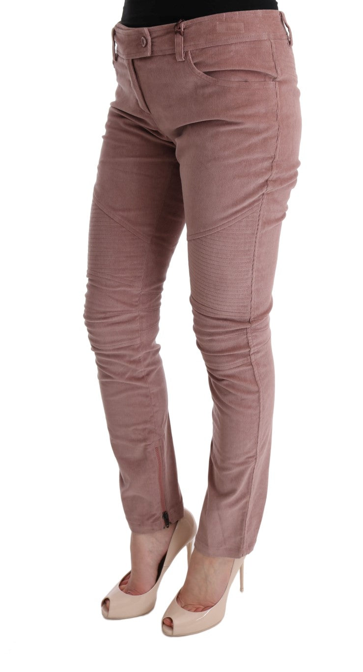 Gekürzte Freizeithose aus rosa Samt
