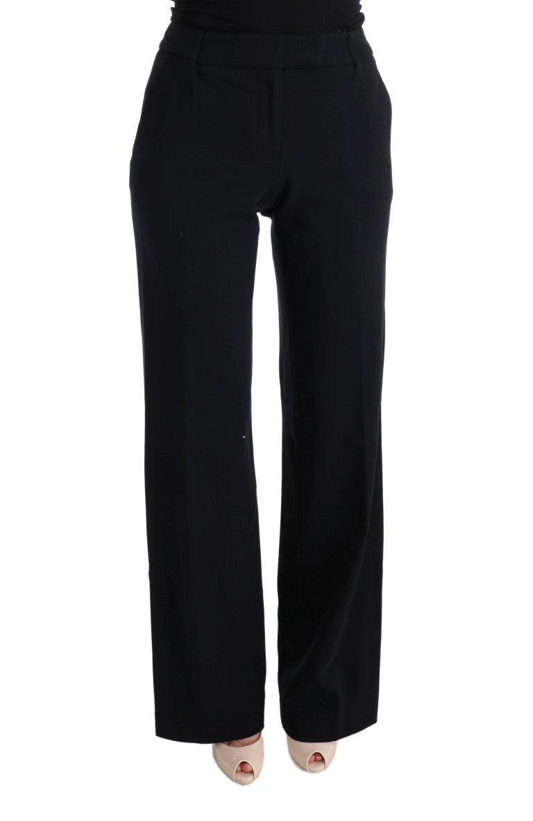 Schwarze Viskose Flare Bootcut-Hose