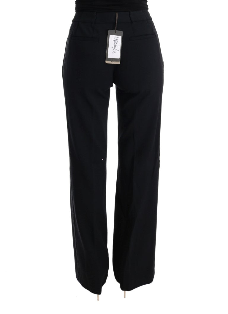 Schwarze Viskose Flare Bootcut-Hose